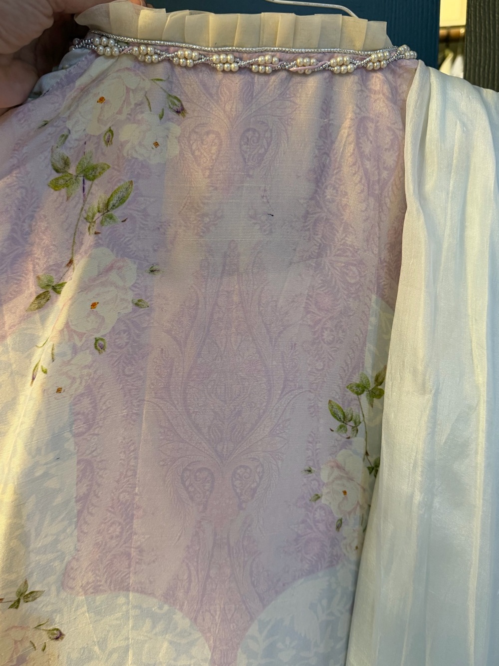 Elegant Pastel Floral Tunic Dress - Women's Light Lavender - Picture 9 of 9